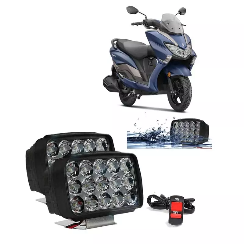 Cartronics 15  LED Fog Light With On/Off Switch  for Suzuki Burgman Street 125 White (Set of 2 Pcs)