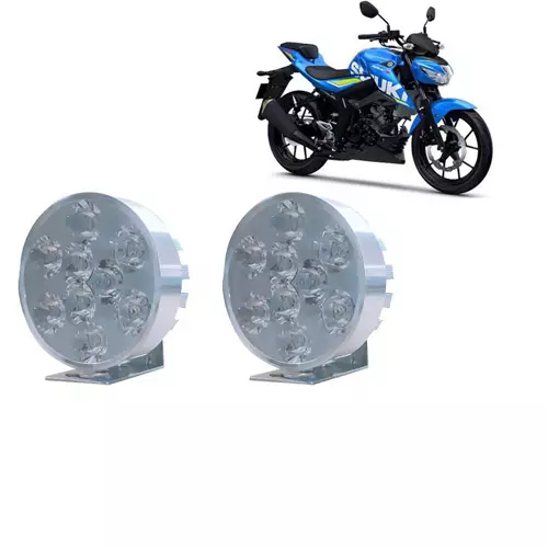 Cartronics 9 LED Small Round Auxiliary Bike Fog Lamp Light Assembly White for Suzuki GSX