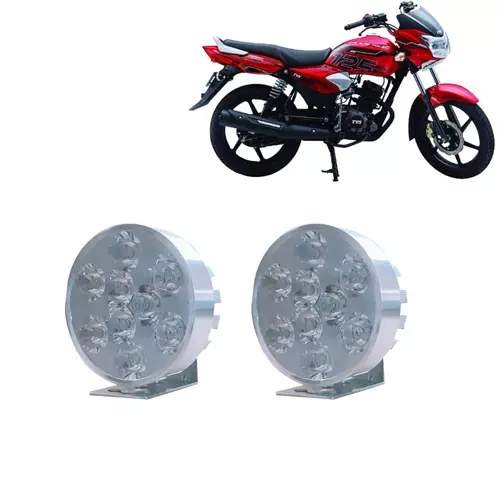 Cartronics 9 LED Small Round Auxiliary Bike Fog Lamp Light Assembly White for TVS Phoenix 125