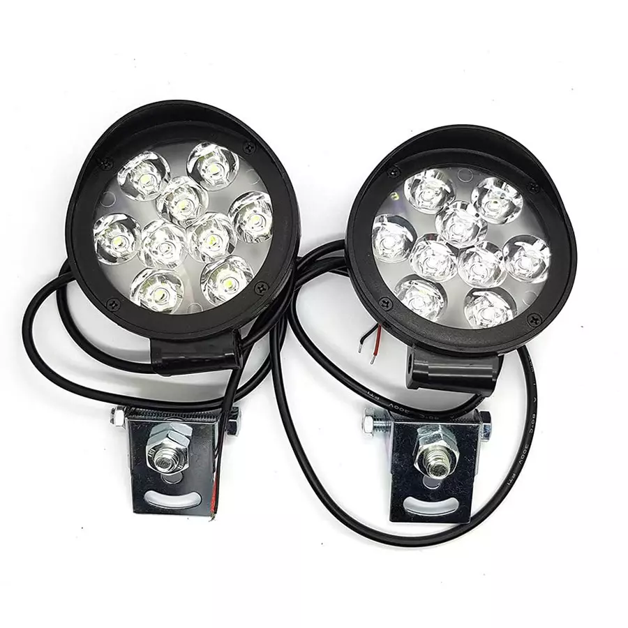 Cartronics 9 Round Cap LED Fog Light With On/Off Switch for Bajaj V15 (Set of 2 Pcs)
