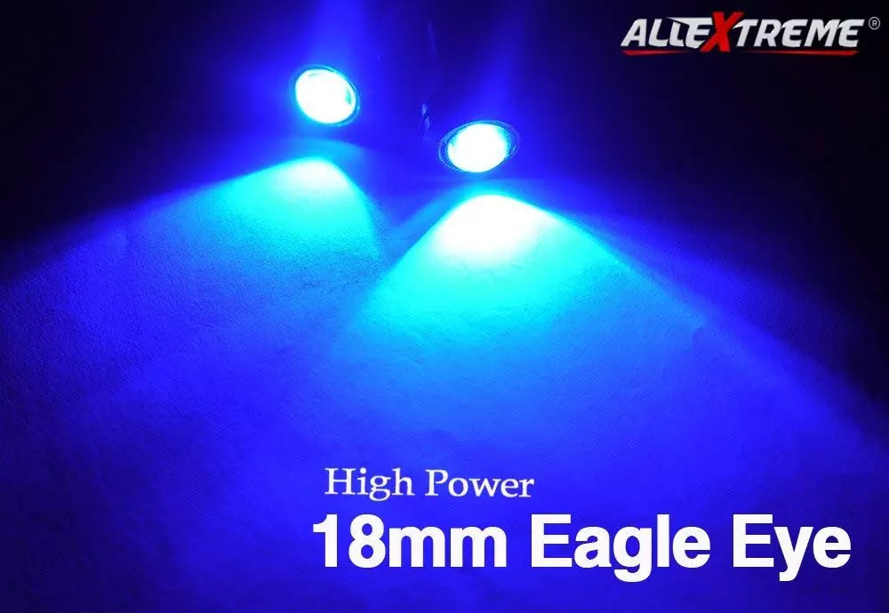 AllExtreme EXCD120 Car DRL LED Fog Lamp Round Blue 12V