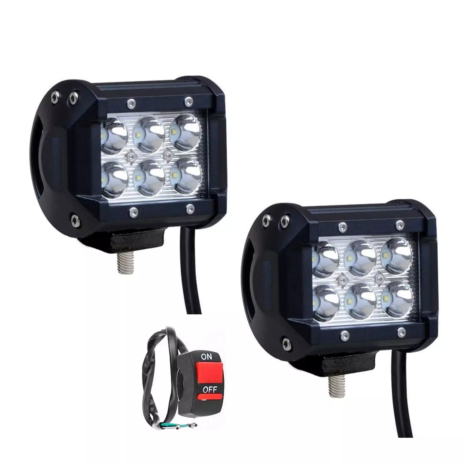 Allextreme AE6LF2P 6 LED Fog Lamp and ON/OFF Switch Set of2