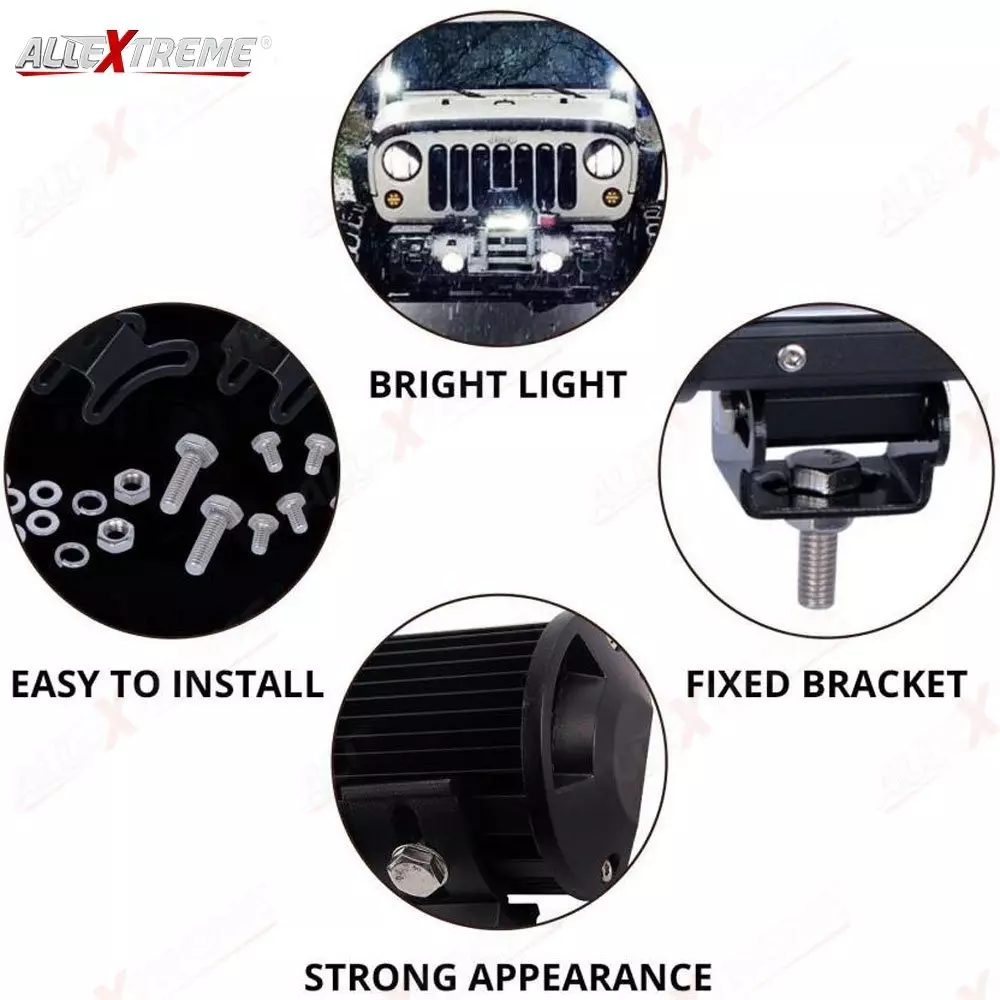 Allextreme 6 Led Fog Light For Cars,Off Road Vehicle, Truck, 4Wd, Suv, Atv - Smd Cree Headlight 10-30V, 18W, Pack Of 2 (Without Switch)