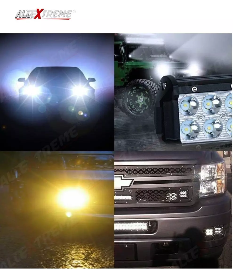 Allextreme 6 Led Fog Light For Cars,Off Road Vehicle, Truck, 4Wd, Suv, Atv - Smd Cree Headlight 10-30V, 18W, Pack Of 2 (Without Switch)