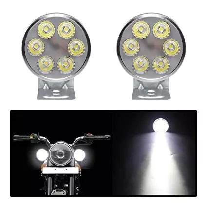 Cartronics Round 6 LED Motorcycle Light Bike Fog Lamp for Bajaj Pulsar 200