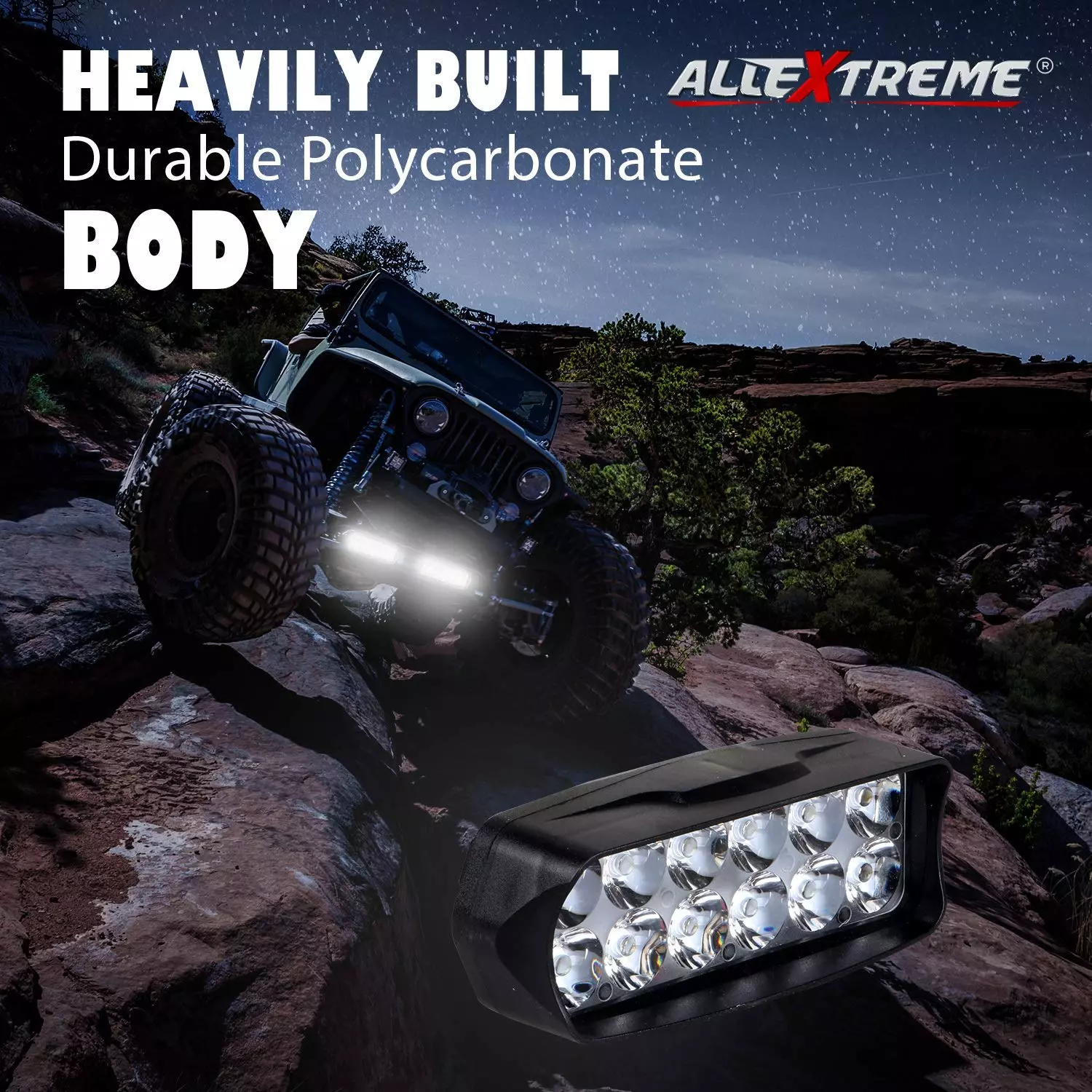 AllExtreme EXL22S2 Imported Universal 12 LED Fog Light Off/On Road Driving Work Lamp with  22.2 mm (7/8 Inch) Handlebar Switch for Bike Cars and Motorcycle (18W, White Light, 2 PCS, 6 Months Warranty)