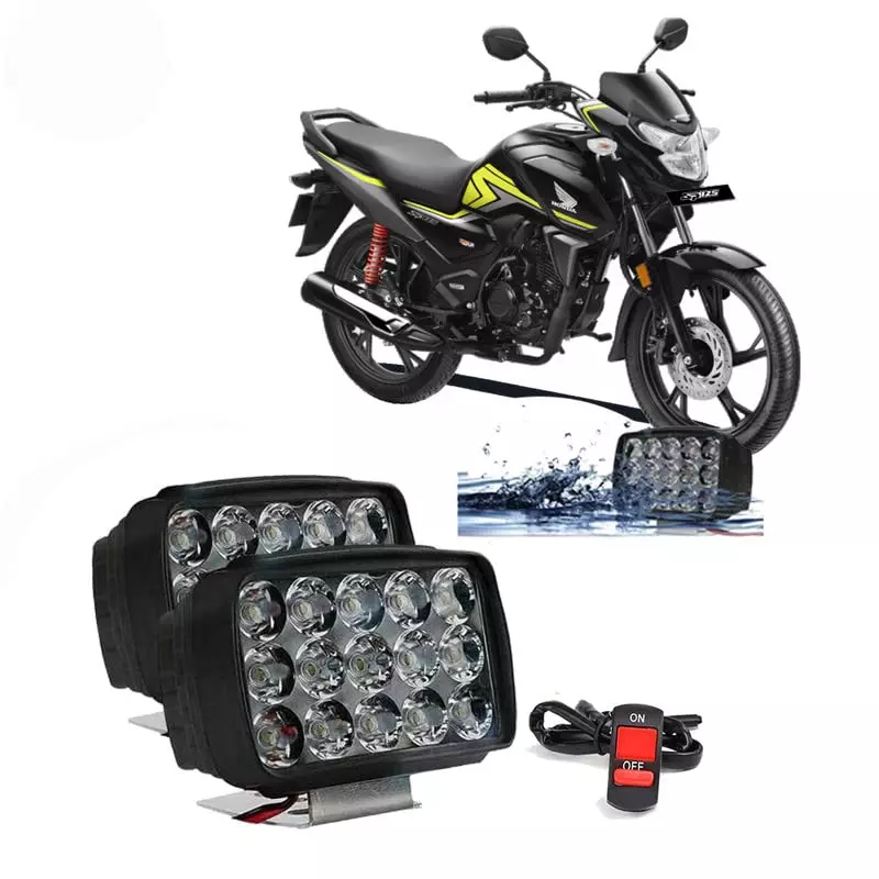 Cartronics 15  LED Fog Light With On/Off Switch  for Honda SP125 Black(Set of 2 Pcs)