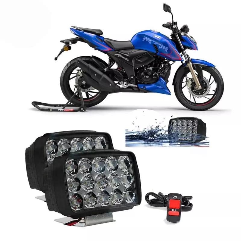 Cartronics 15  LED Fog Light With On/Off Switch for TVS Apache RTR 200 4V (Set of 2 Pcs)