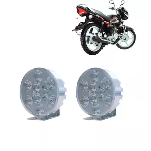 Cartronics 9 LED Small Round Auxiliary Bike Fog Lamp Light Assembly White for TVS Fiero F2