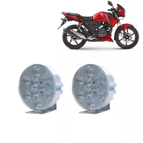 Cartronics 9 LED Small Round Auxiliary Bike Fog Lamp Light Assembly White for TVS Apache RTR 180
