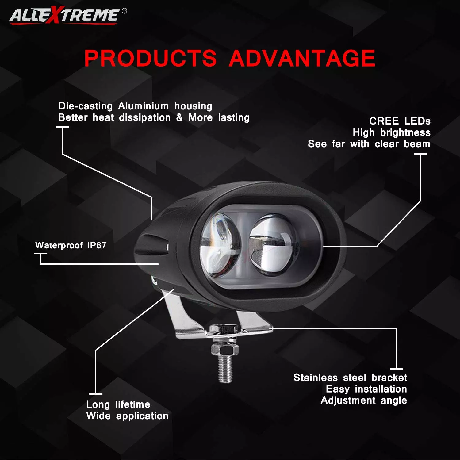 AllExtreme EX2OFW2 2 LED Oval Projector Fog Light 20W- White Set of 2