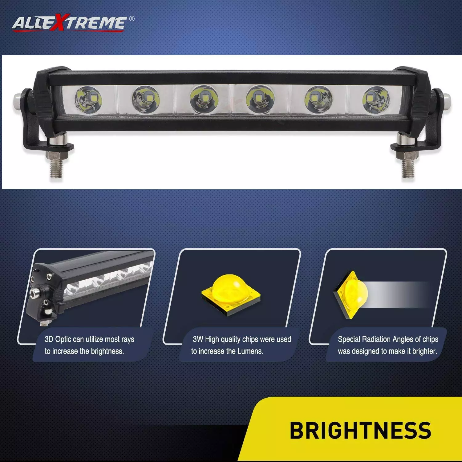 Allextreme AE7I6LF 177.8 mm (7") 6 LED Spotlight Light Bar Fog Lamp 18W