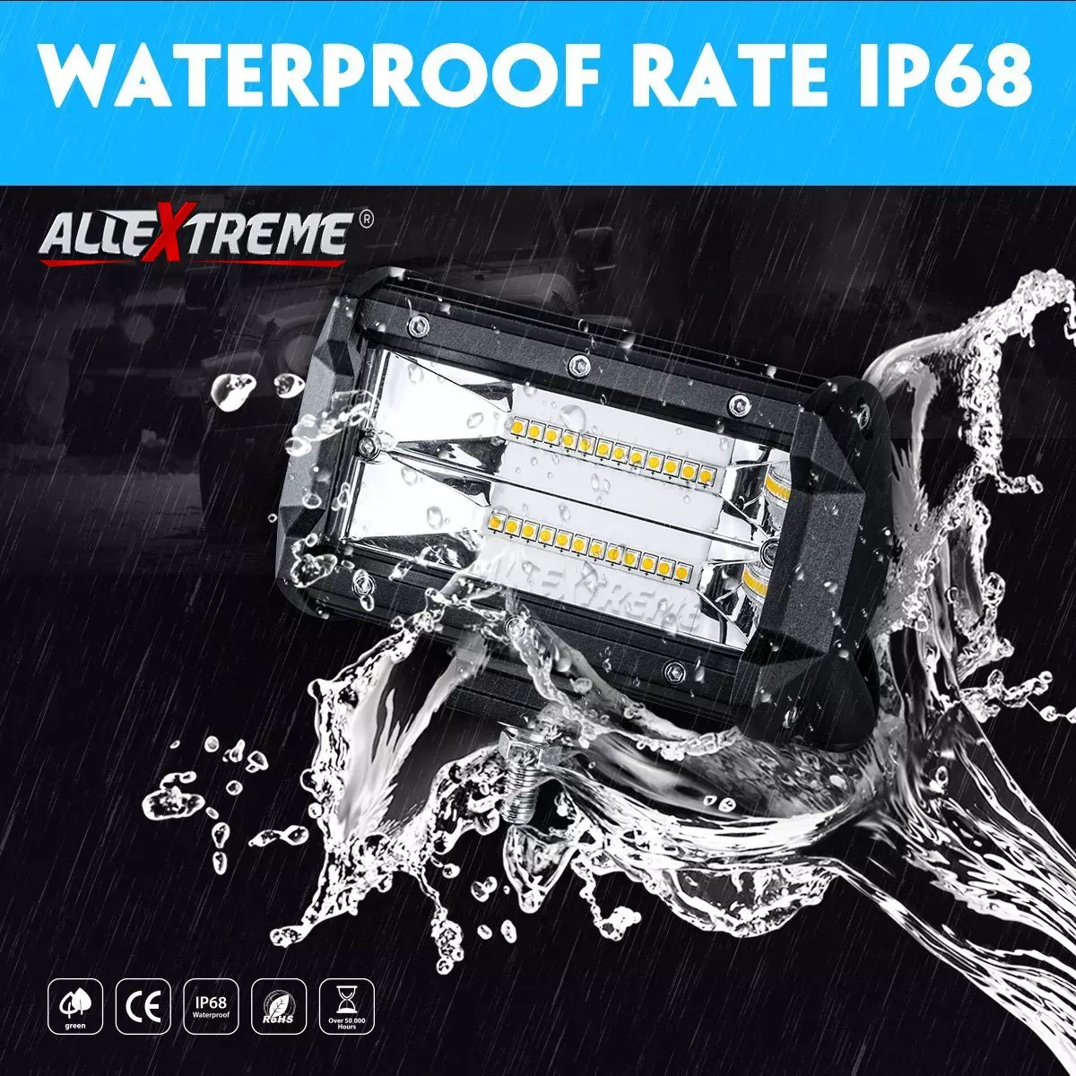 AllExtreme  127 mm (5 Inch) CREE LED Fog Light Flood Spot Waterproof Work Light (72W, White, Pack of 2)