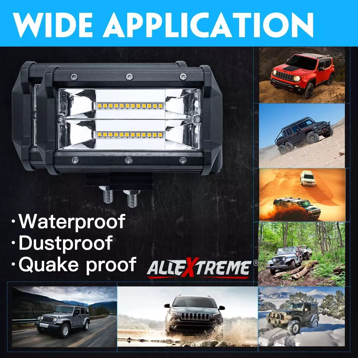 AllExtreme  127 mm (5 Inch) CREE LED Fog Light Flood Spot Waterproof Work Light (72W, White, Pack of 2)
