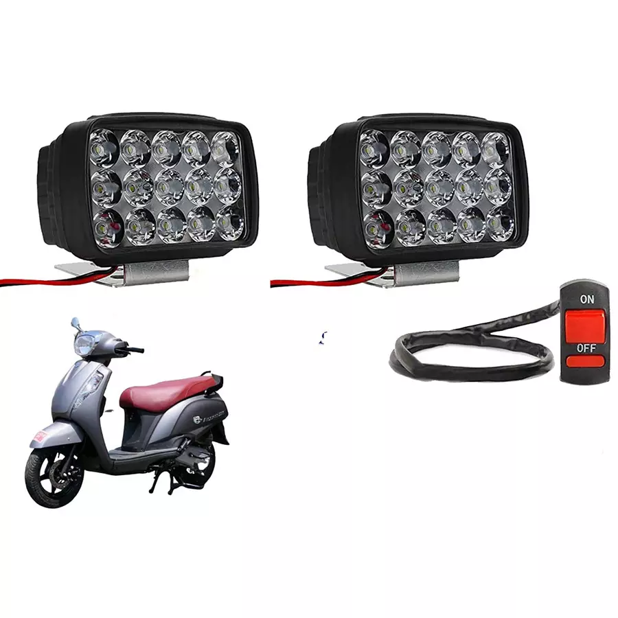 Cartronics 15  LED Fog Light With On/Off Switch for Suzuki Access 125 BS6 (Set of 2 Pcs)