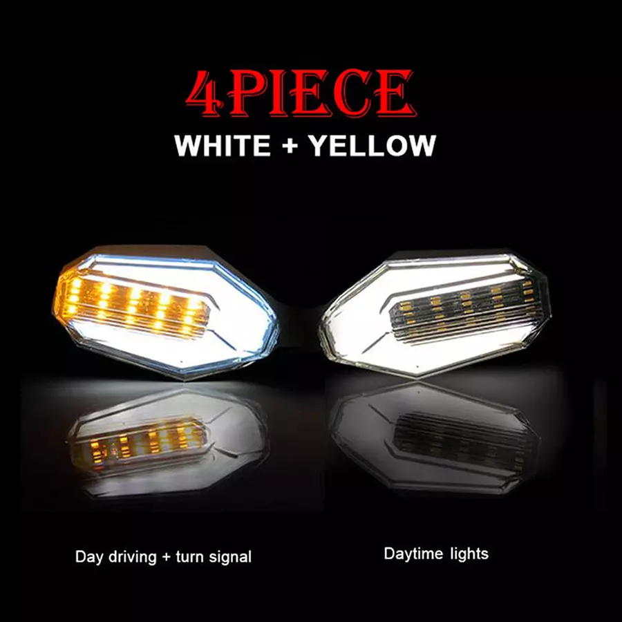 Cartronics U Shape White&Yellow Front & Rear Side LED Indicator  for Yamaha Saluto RX (Pack of 4 Pcs)