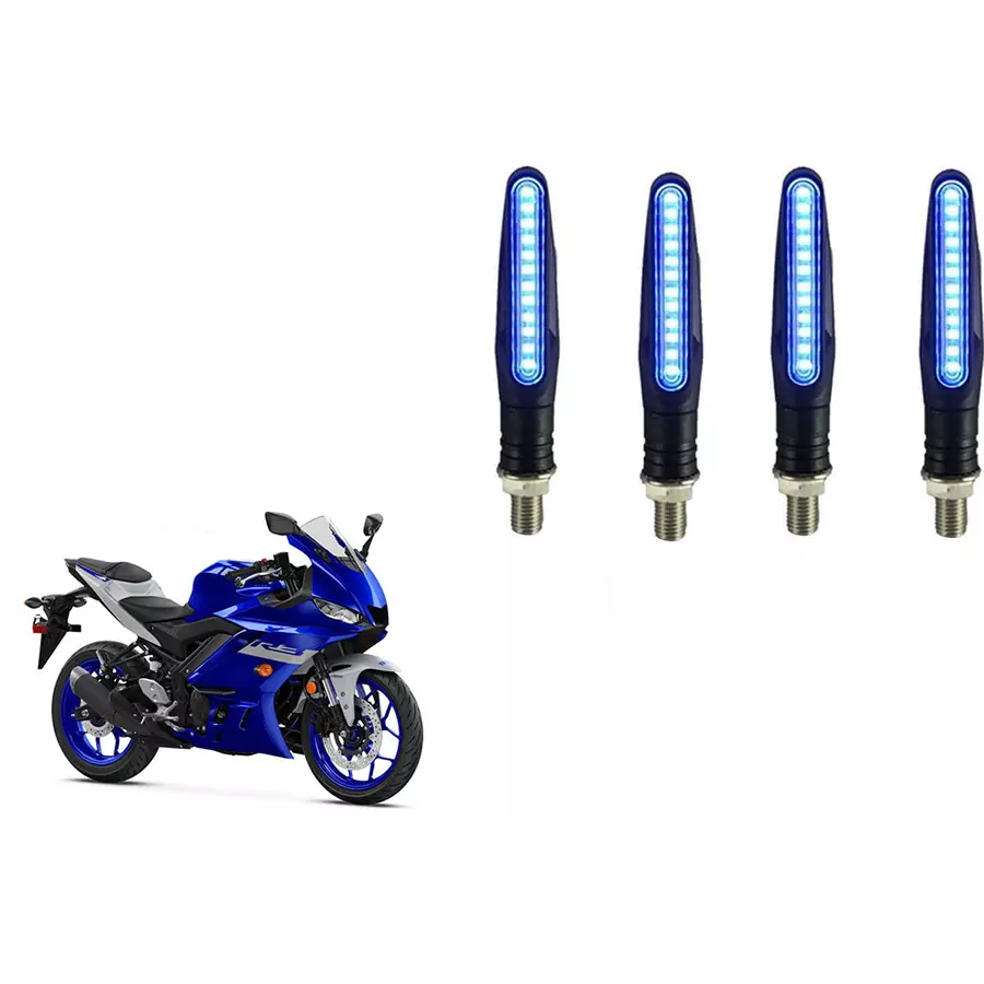 Cartronics Pencil Type Blue LED Indicator  for Yamaha YZF R3 (Pack of 4 Pcs)