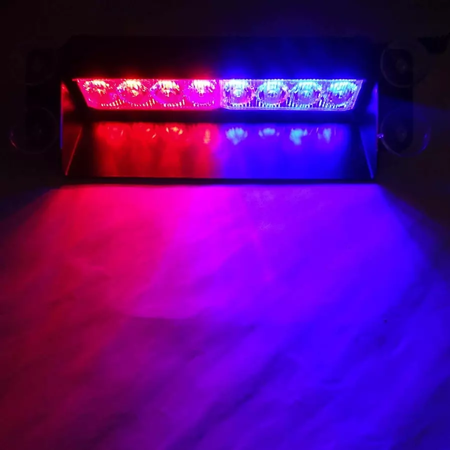 Cartronics 8 LED Red Blue Police Flasher Light for Maruti Suzuki S Cross