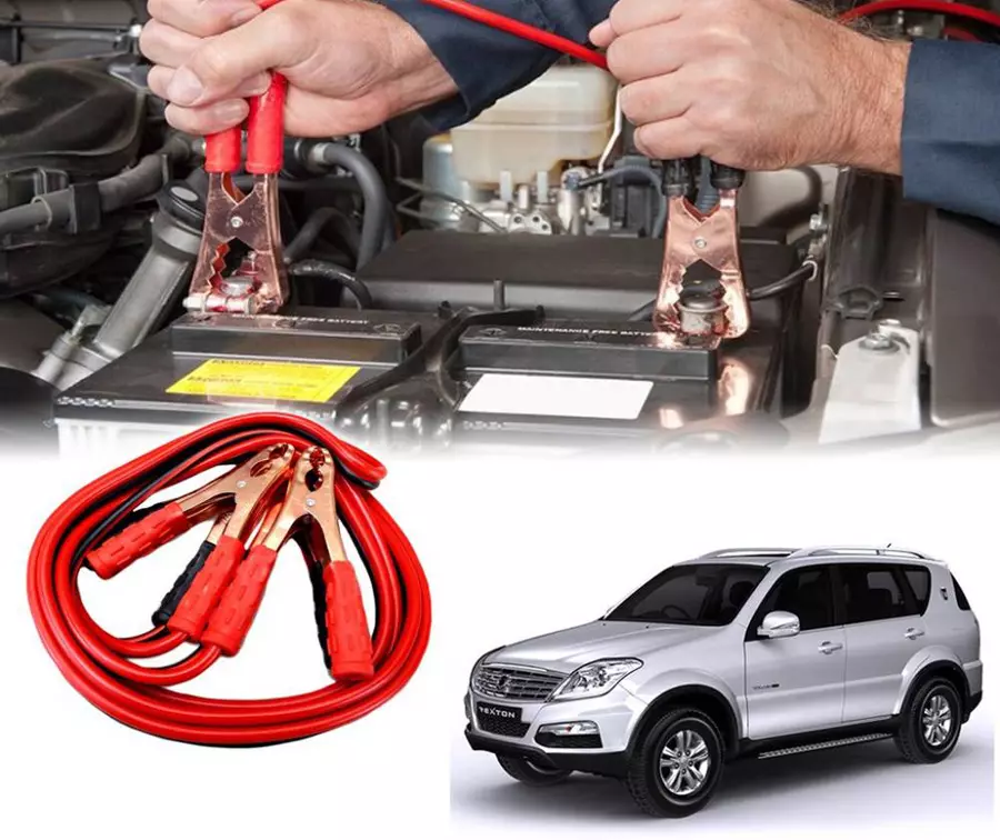 Auto Pearl 6 Ft 500 A Heavy Duty Anti Tangle Battery Jumper Booster Cables for Mahindra Rexton (Pack of 2)