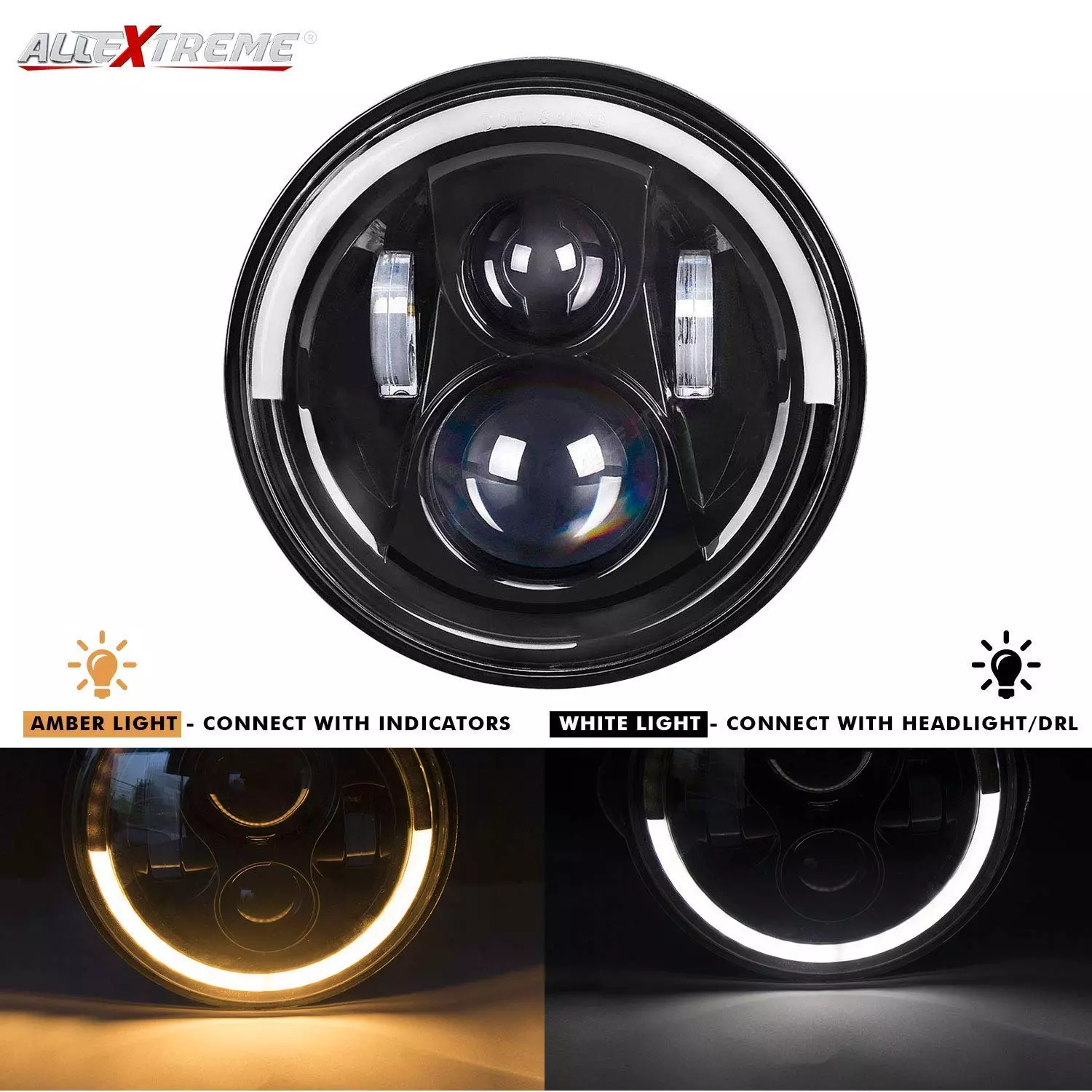 AllExtreme EXHL7IP2 Headlight Compatible for Motorcycles & Cars - Blue (Set of 2 )