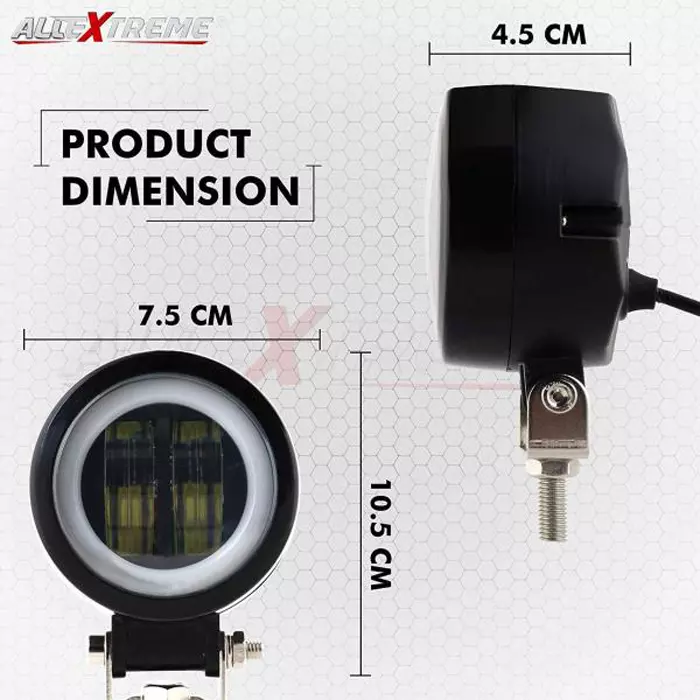AllExtreme EX3IXR2 LED Spot Lamp with Red Halo Angel Eye Ring for Bike,Cars(20 W,White & Red,2pc)