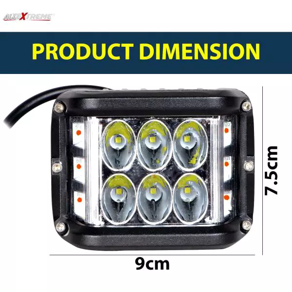 AllExtreme EX36W2P 12 LED Spot Lamp with Red&Blue Strobe Flood Beam Driving Lamp(36 W,White,2pc)