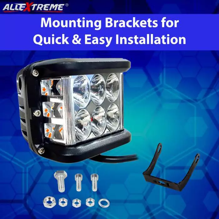AllExtreme EX36W2P 12 LED Spot Lamp with Red&Blue Strobe Flood Beam Driving Lamp(36 W,White,2pc)