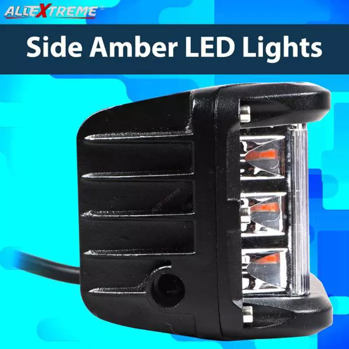 AllExtreme EX36W2P 12 LED Spot Lamp with Red&Blue Strobe Flood Beam Driving Lamp(36 W,White,2pc)