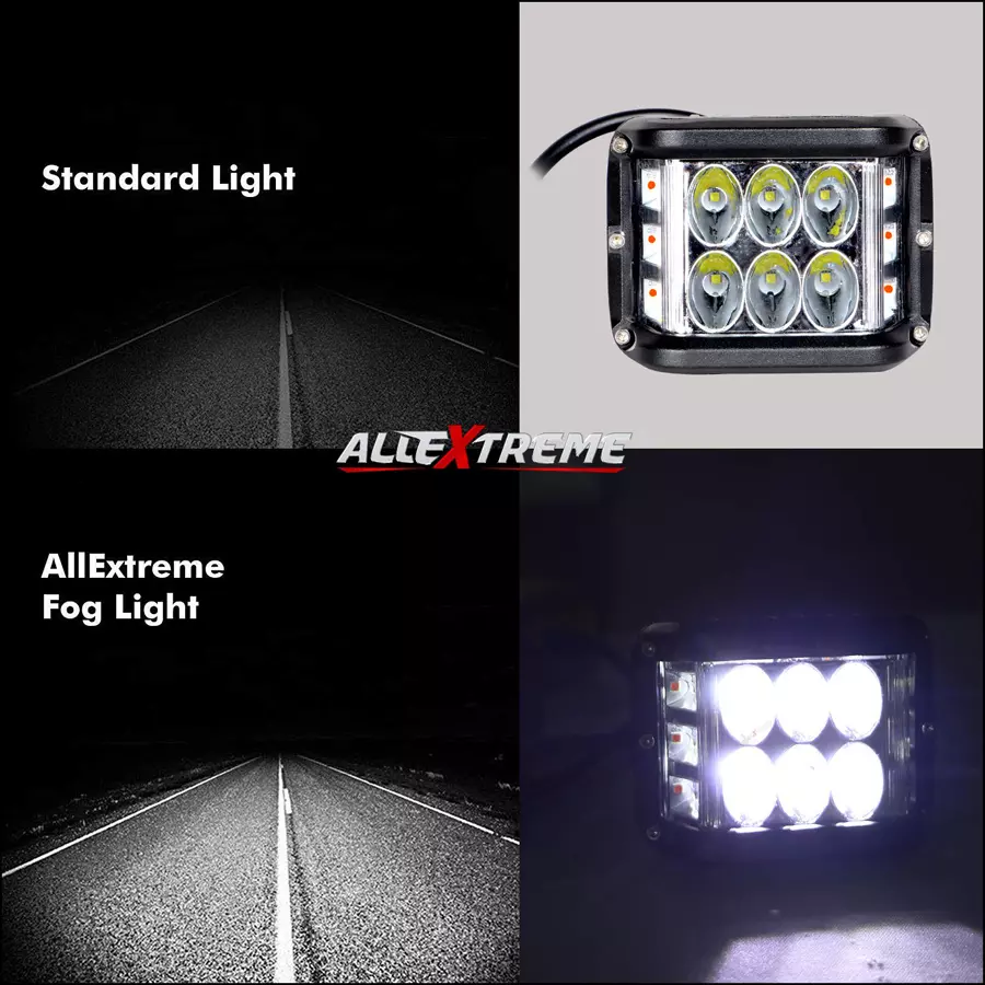AllExtreme EX36W2SP 12 LED Spot Lamp with Red & Blue Strobe Flood Beam Driving Lamp(36 W,White,2pc)