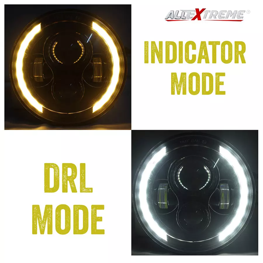 AllExtreme EX7IRH2 LED Headlight with High Low Beam & Dual DRL Light (75 W,White,2pc)