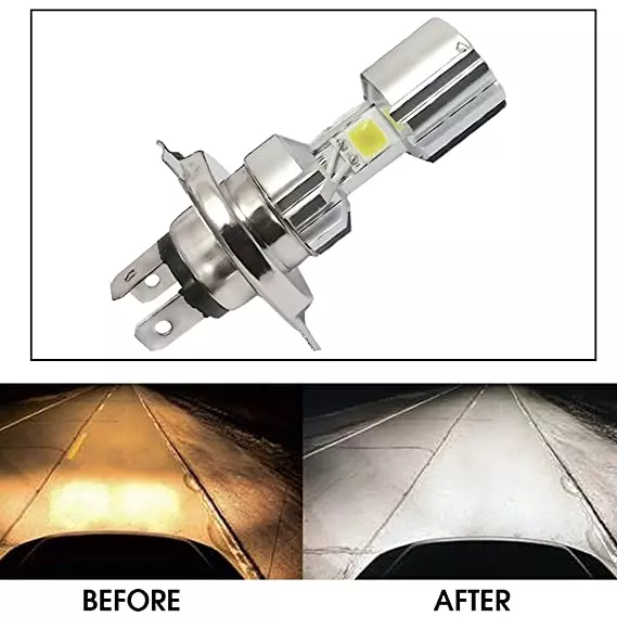 AllExtreme H4 Silver 9 W Missile Projector LED Headlight Bulb