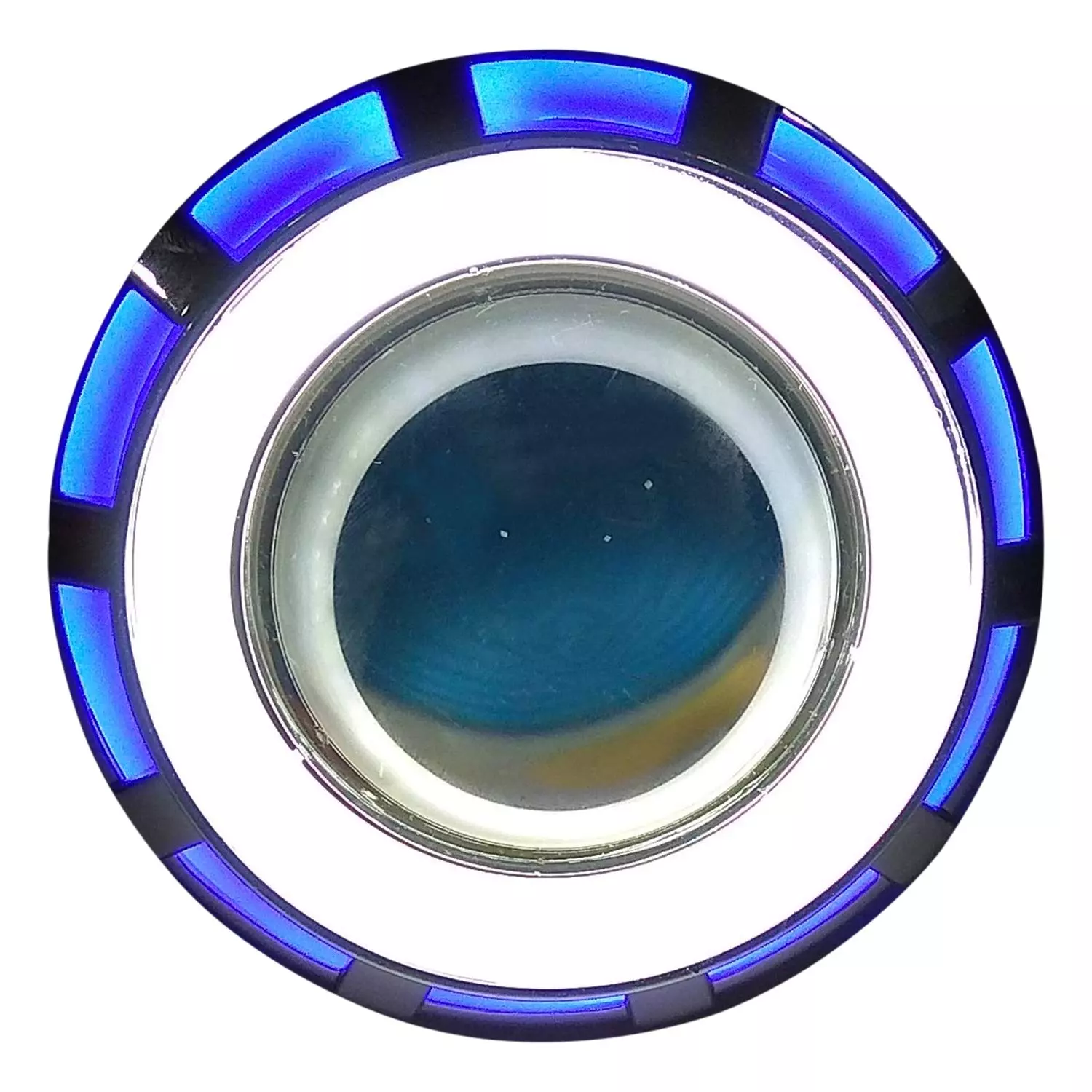 AllExtreme EXPL2BW High Dual Ring COB LED Headlight with Hi/Low Beam and Flasher Function Blue and White 15W