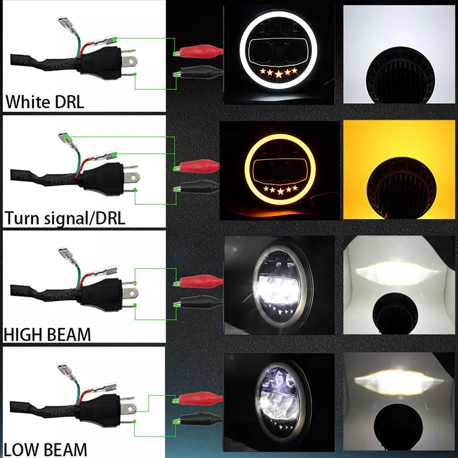 AllExtreme EX7WHB1 LED Headlight with Hi/Low Beam White Angel Eye Lamp (75 W,White)
