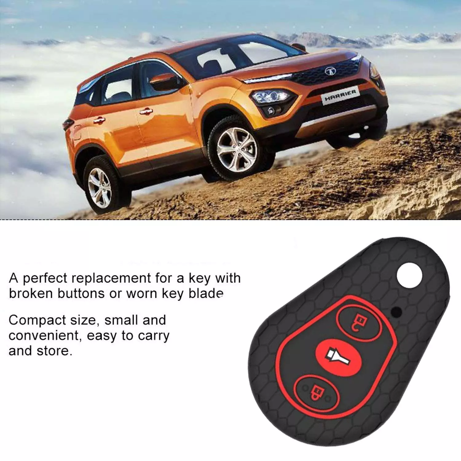 AllExtreme EXKC08 Car Key Cover Compatible for Tata Nexon Harrier - Black