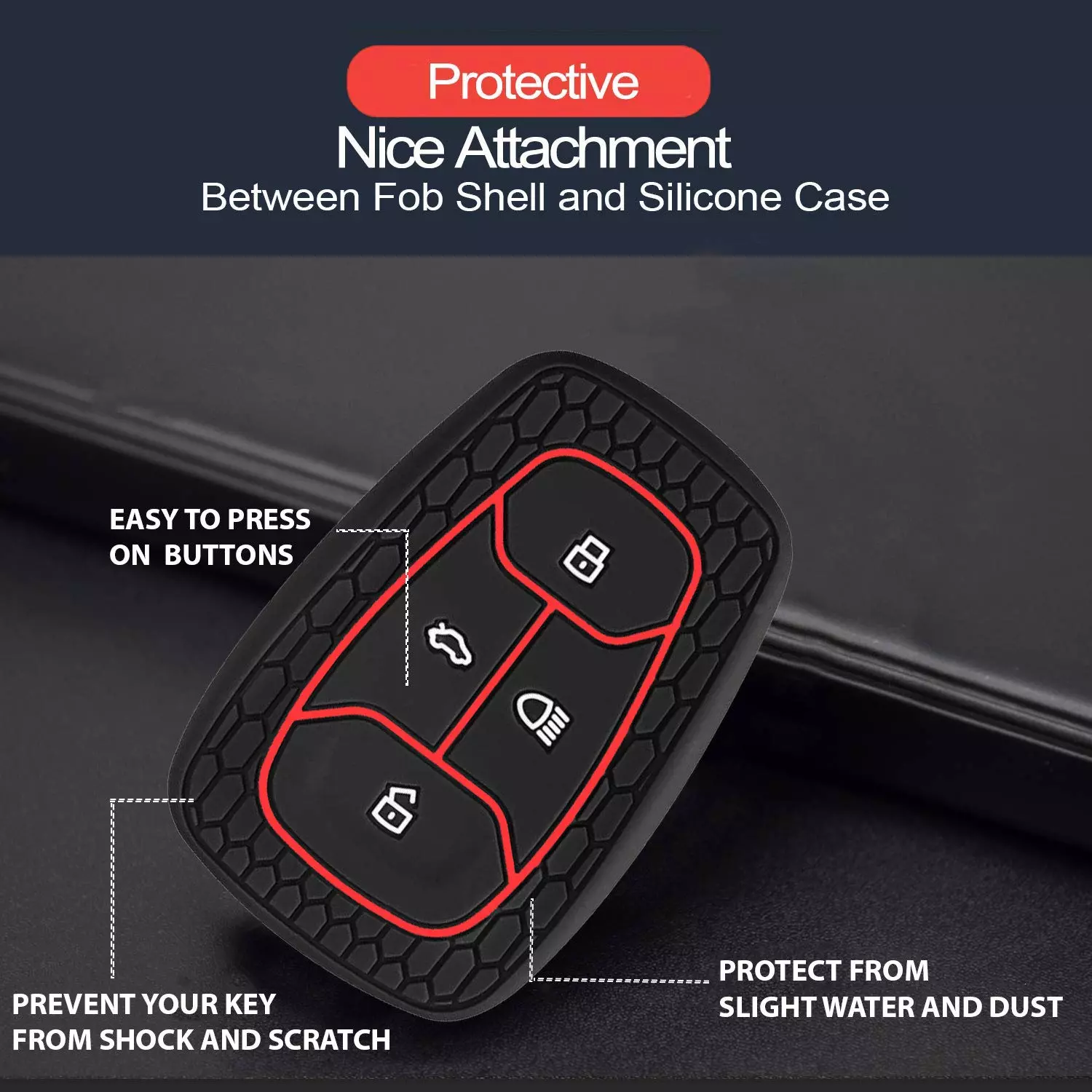 AllExtreme EXKC08 Car Key Cover Compatible for Tata Nexon Harrier - Black