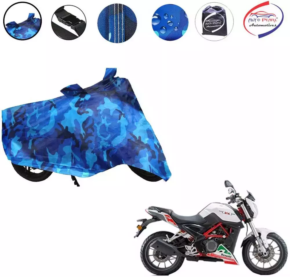 Auto Pearl Polyester Waterproof Two Wheeler Cover for Benelli TNT 25,(Ocean Blue)