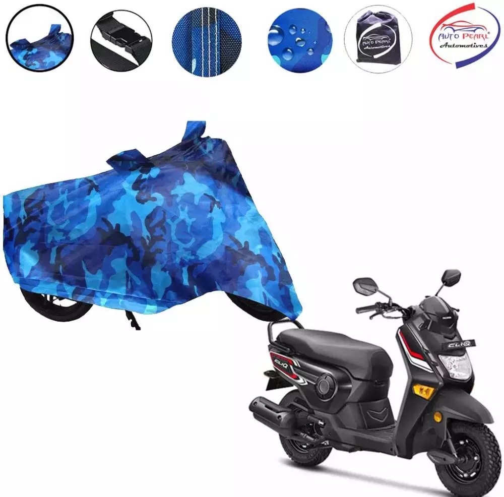 Auto Pearl Polyester Waterproof Two Wheeler Cover for Honda CLIQ,(Ocean Blue)