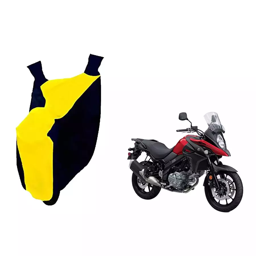 Auto Pearl Waterproof Two Wheeler Cover For Suzuki V Strom 650 (Yellow & Blue)