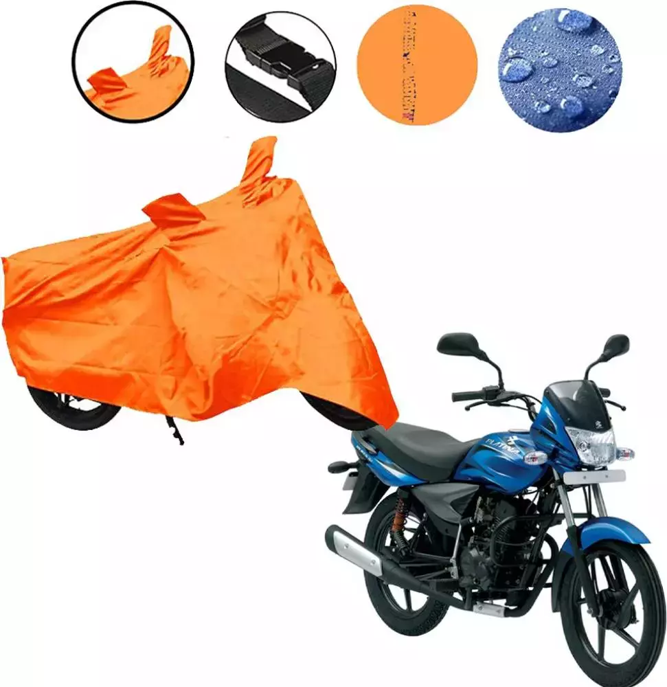 Auto Pearl Waterproof Two Wheeler Cover For Bajaj Platina 100 DTS-i (Orange)