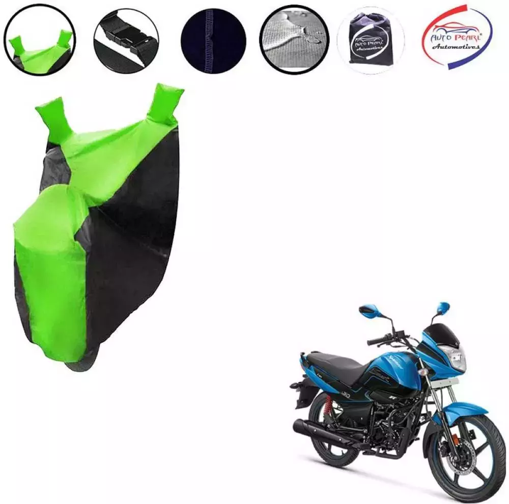 Auto Pearl Waterproof Two Wheeler Cover For Hero Splendor I Smart (Green & Black)