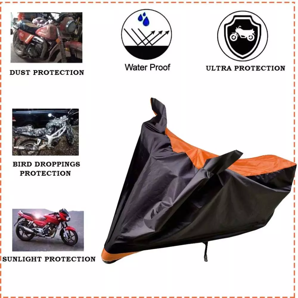 Auto Pearl Waterproof Two Wheeler Cover For Yamaha YZF R15 V3.0 (Orange & Blue)