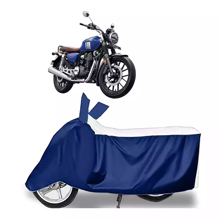 Auto Pearl Bike Cover for Honda Hness CB350 (White & Blue)
