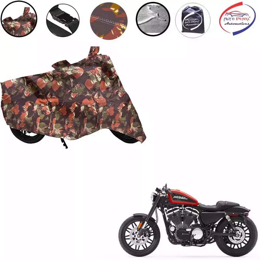 Auto Pearl Polyester Waterproof Two Wheeler Cover for Harley Davidson XL 1200,(Jungle Print)