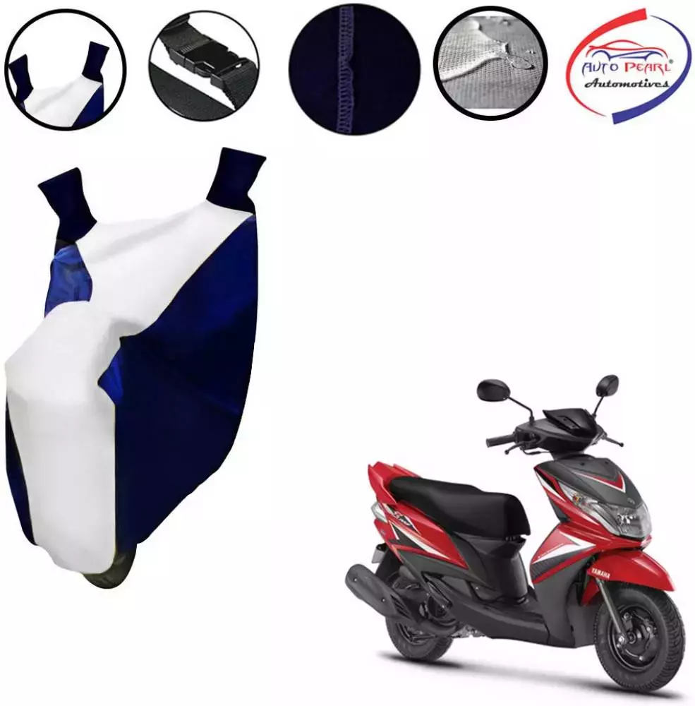 Auto Pearl Waterproof Two Wheeler Cover For Yamaha Ray Z (White & Blue)