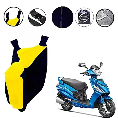 Auto Pearl 100% Water Proof PVC Matty Neon Yellow & Blue Bike Body Cover for MotoCorp Maestro
