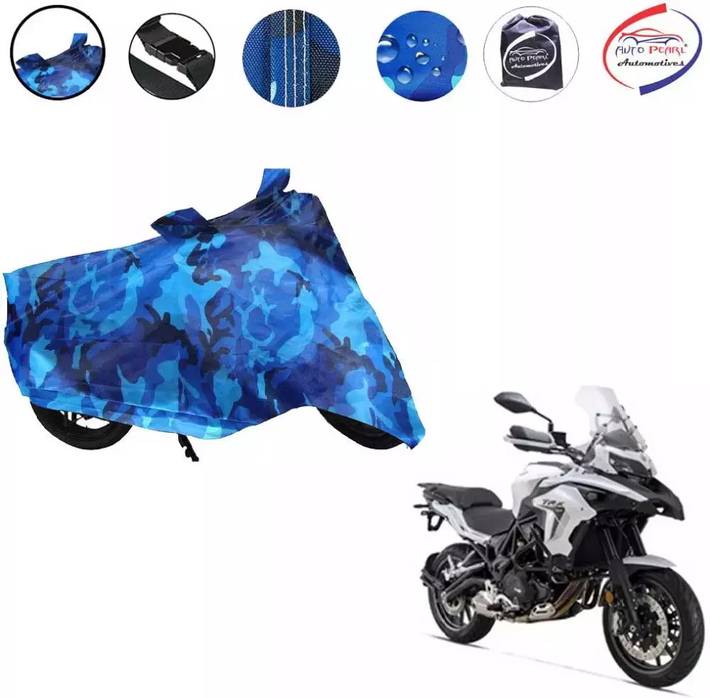 Auto Pearl Polyester Waterproof Two Wheeler Cover for Benelli TRK 502,(Ocean Blue)