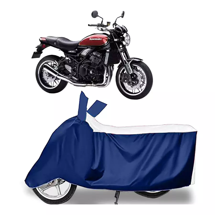 Auto Pearl Two Wheeler Cover for Kawasaki Z900RS - White, Blue