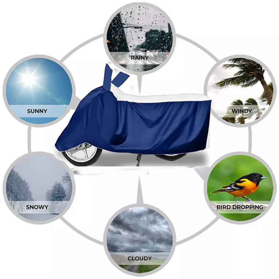Auto Pearl Bike Cover for Honda Grazia (White & Blue)