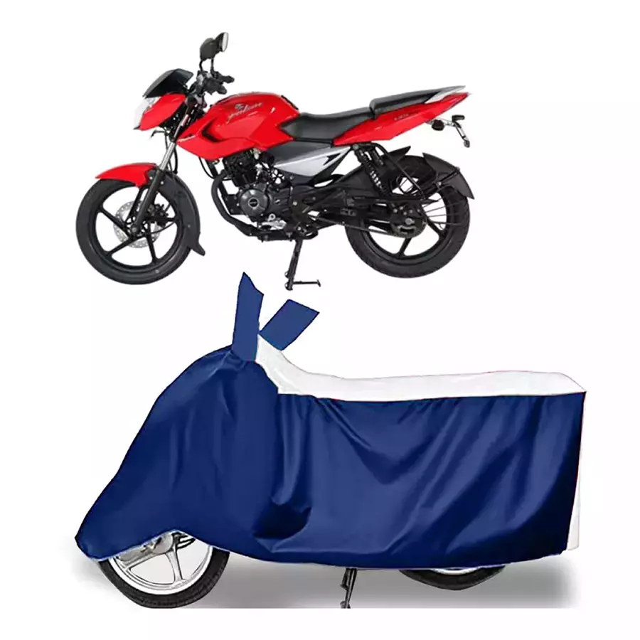Auto Pearl Bike Cover for Bajaj Pulsar 135 (White & Blue)