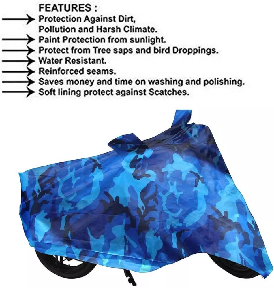 Auto Pearl Polyester Waterproof Two Wheeler Cover for Bajaj V12,(Ocean Blue)